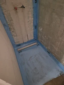 Douche ruimte in aanbouw